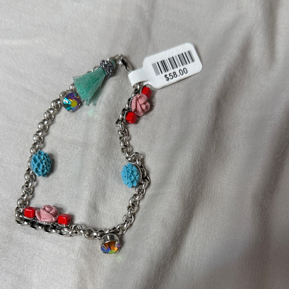 Colorful Charm anklet with Silver Chain